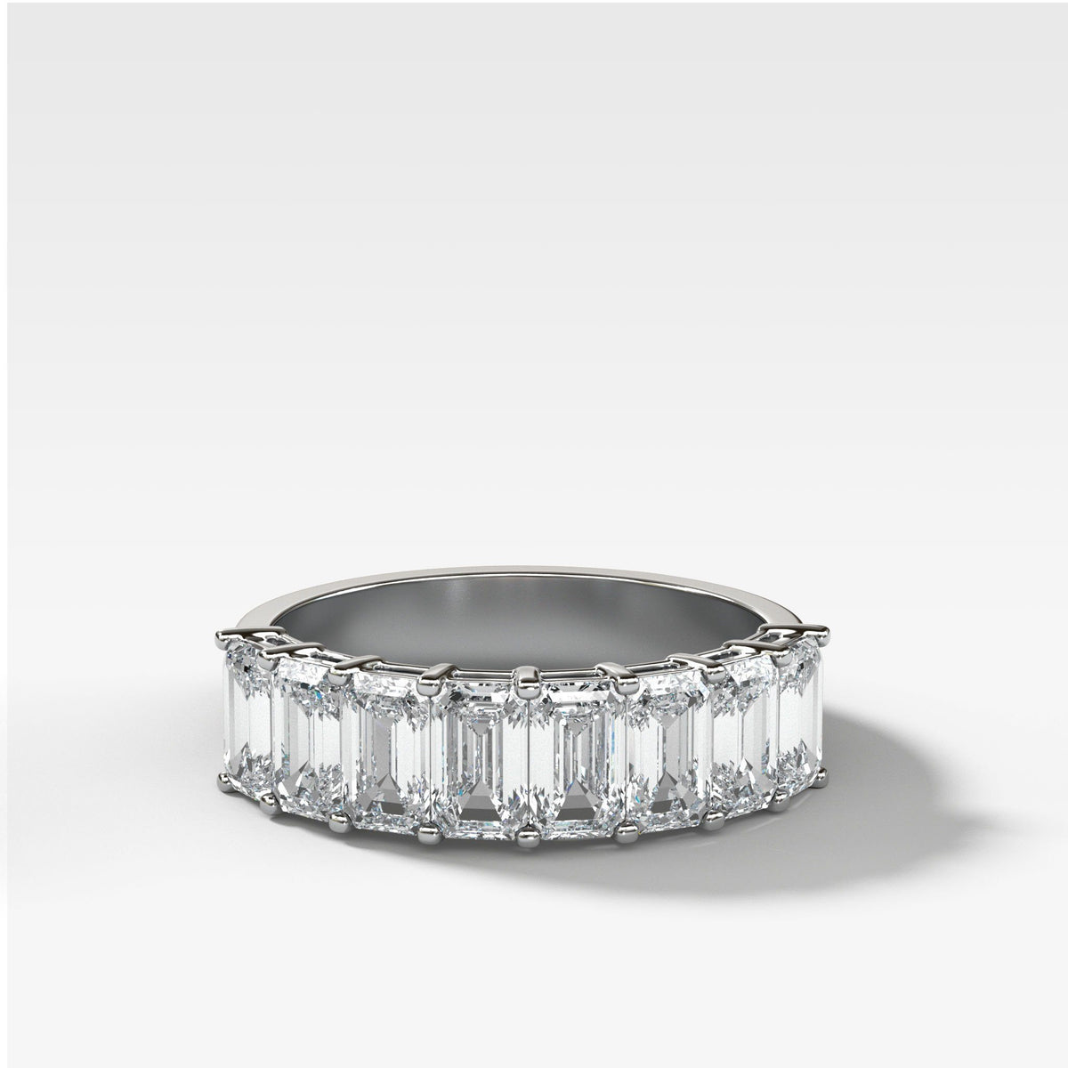 Halfway Emerald Cut Constellation Band by Good Stone in White Gold