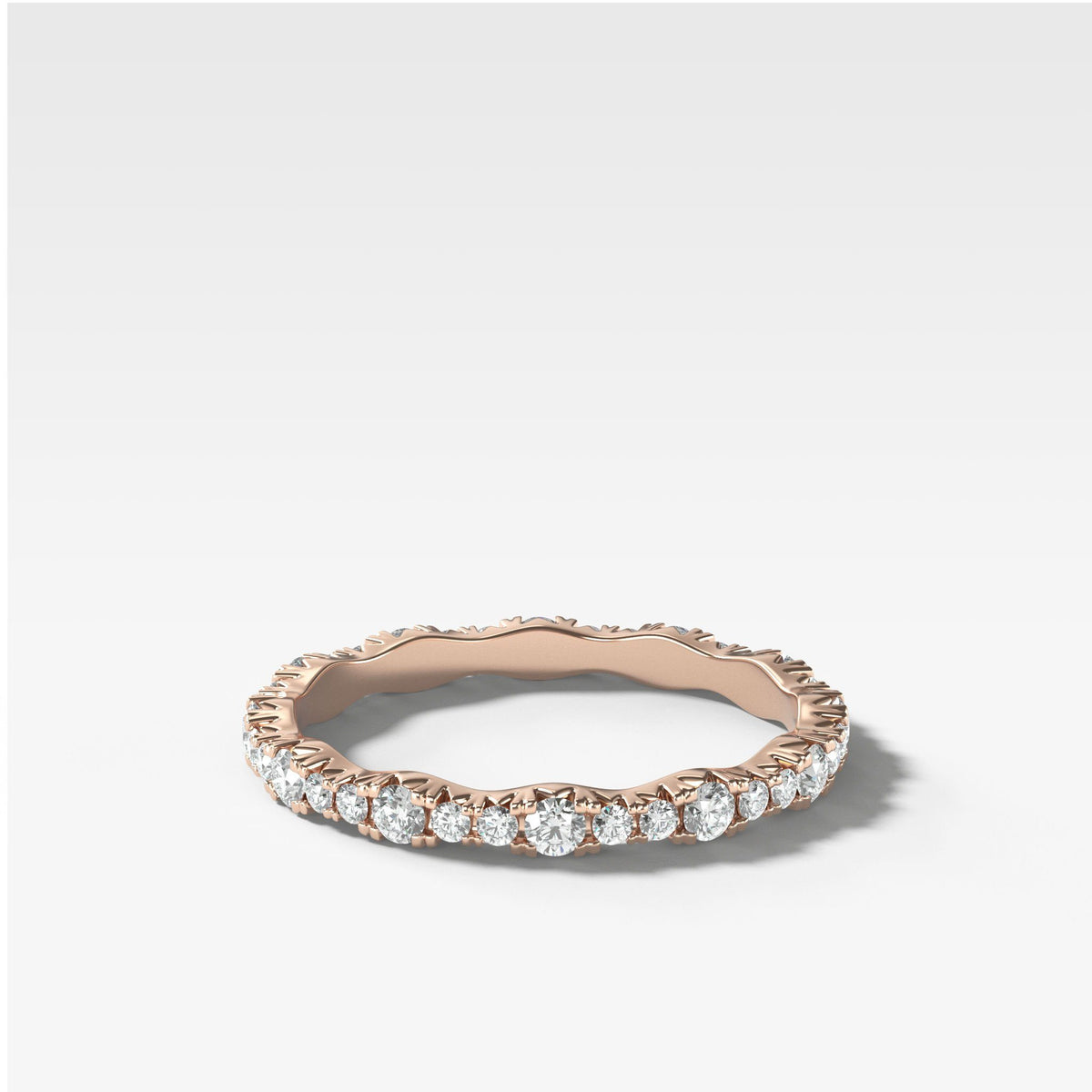 French Pavé Ripple Band by Good Stone in Rose Gold