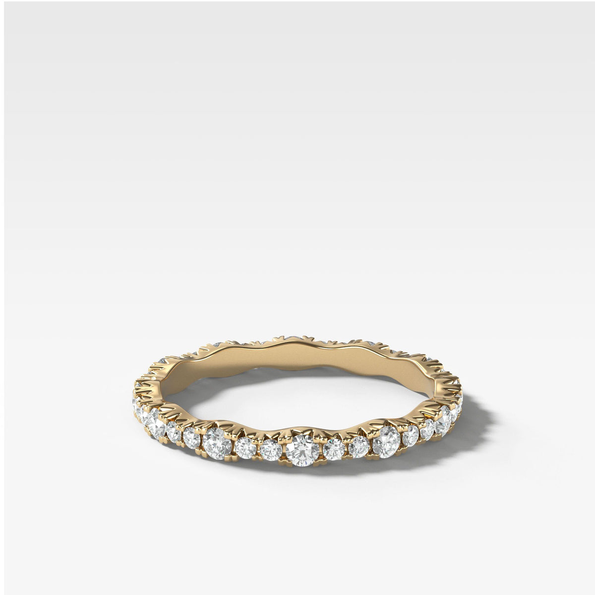 French Pavé Ripple Band by Good Stone in Yellow Gold