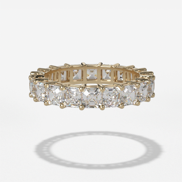 Carré cut diamond channel set half eternity ring in 18ct white gold, 2553