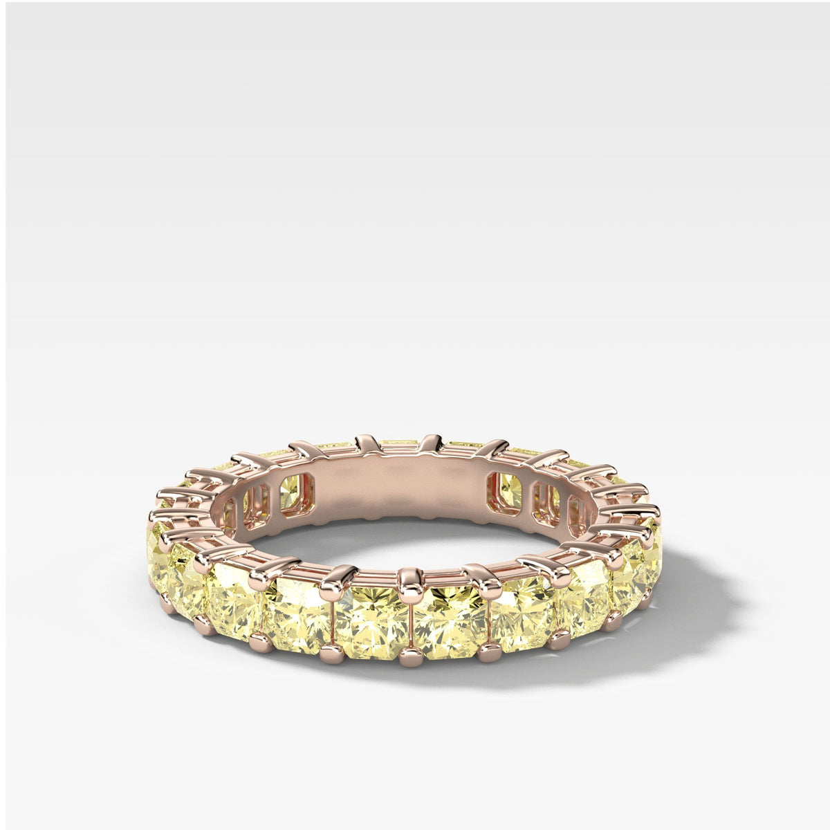 Yellow Radiant Cut Constellation Eternity Band by Good Stone in Rose Gold