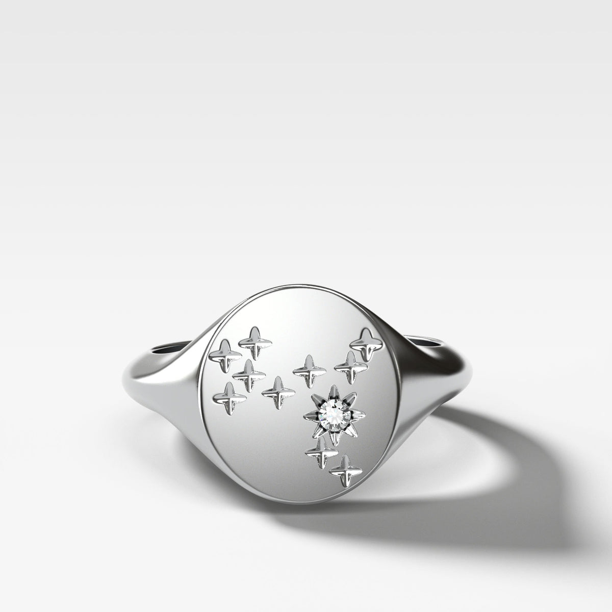 Starry Night Signet Ring by Good Stone in White Gold