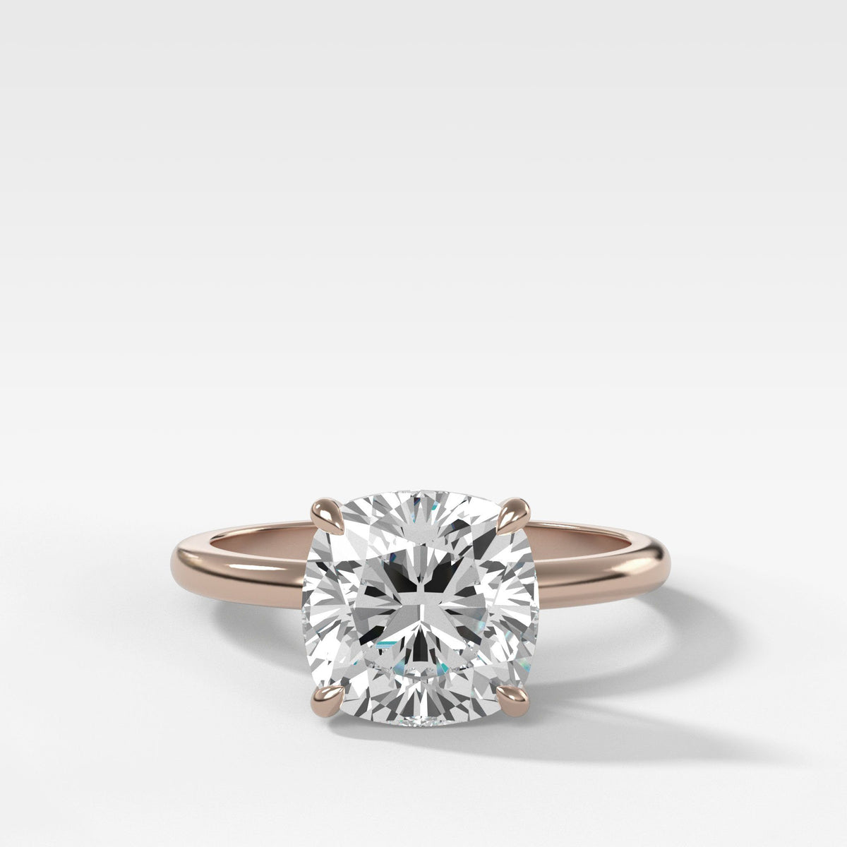 Crescent Solitaire With Cushion Cut by Good Stone in Rose Gold