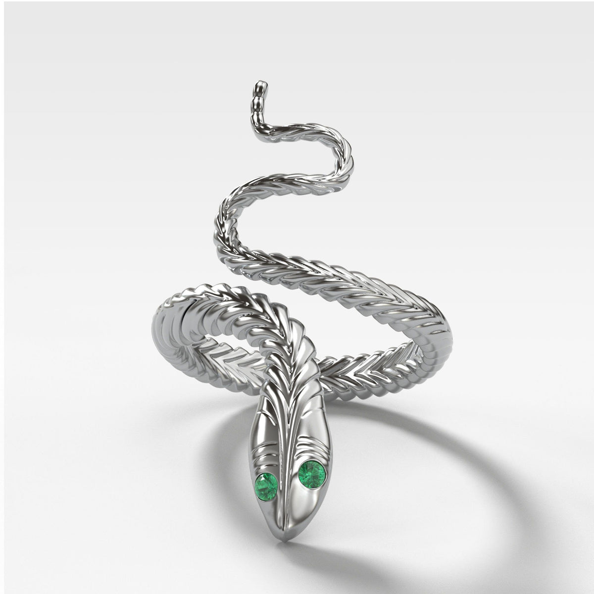 Snake Ring by Good Stone in White Gold