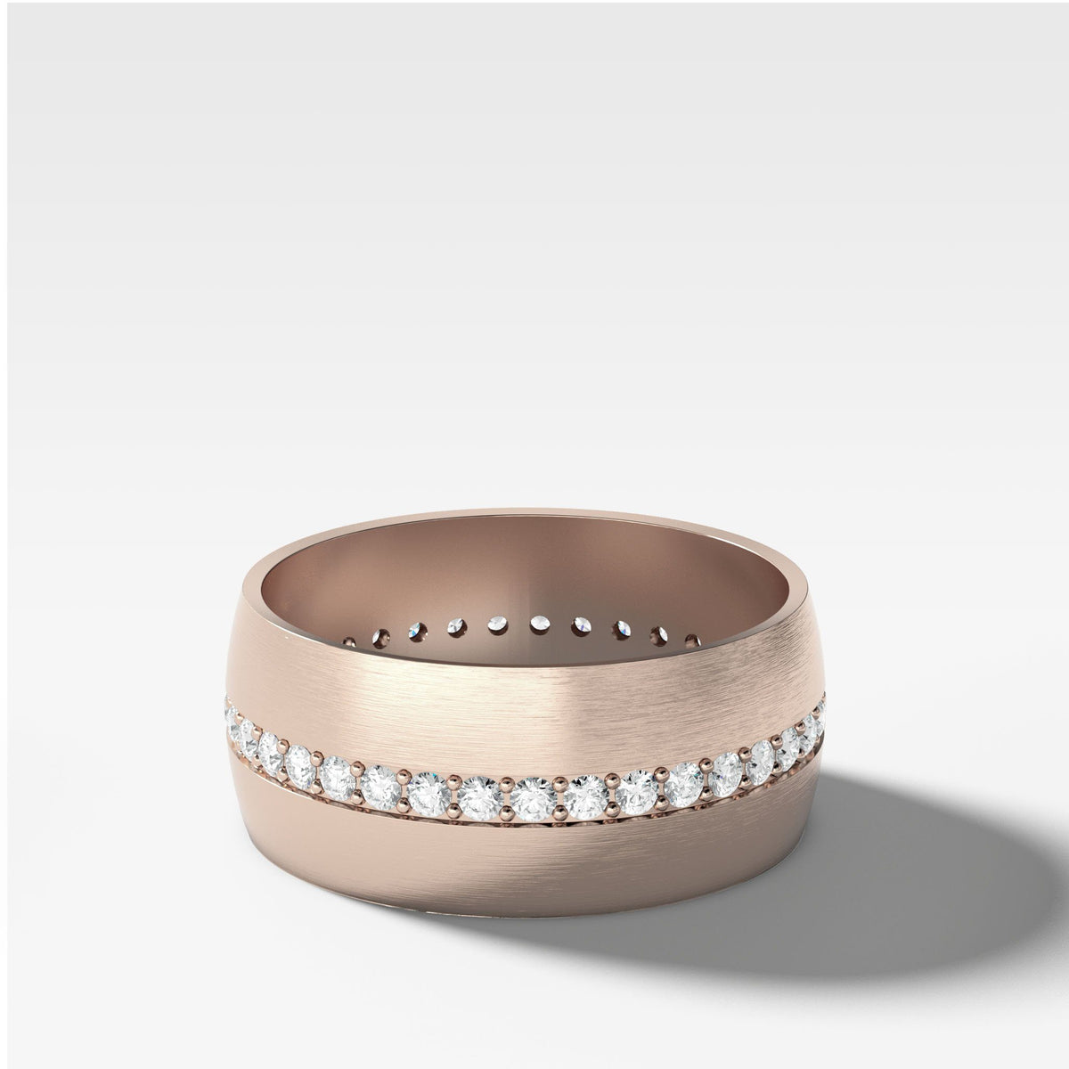 Wide Dome Diamond Pavé Eternity Band by Good Stone in Rose Gold
