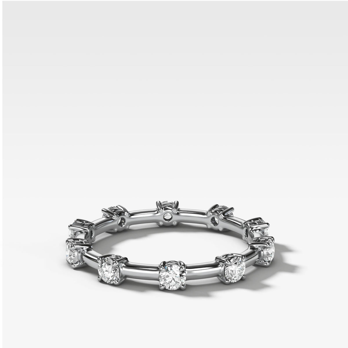 Claw Diamond Band: Spaced Eternity Band by Good Stone in White Gold