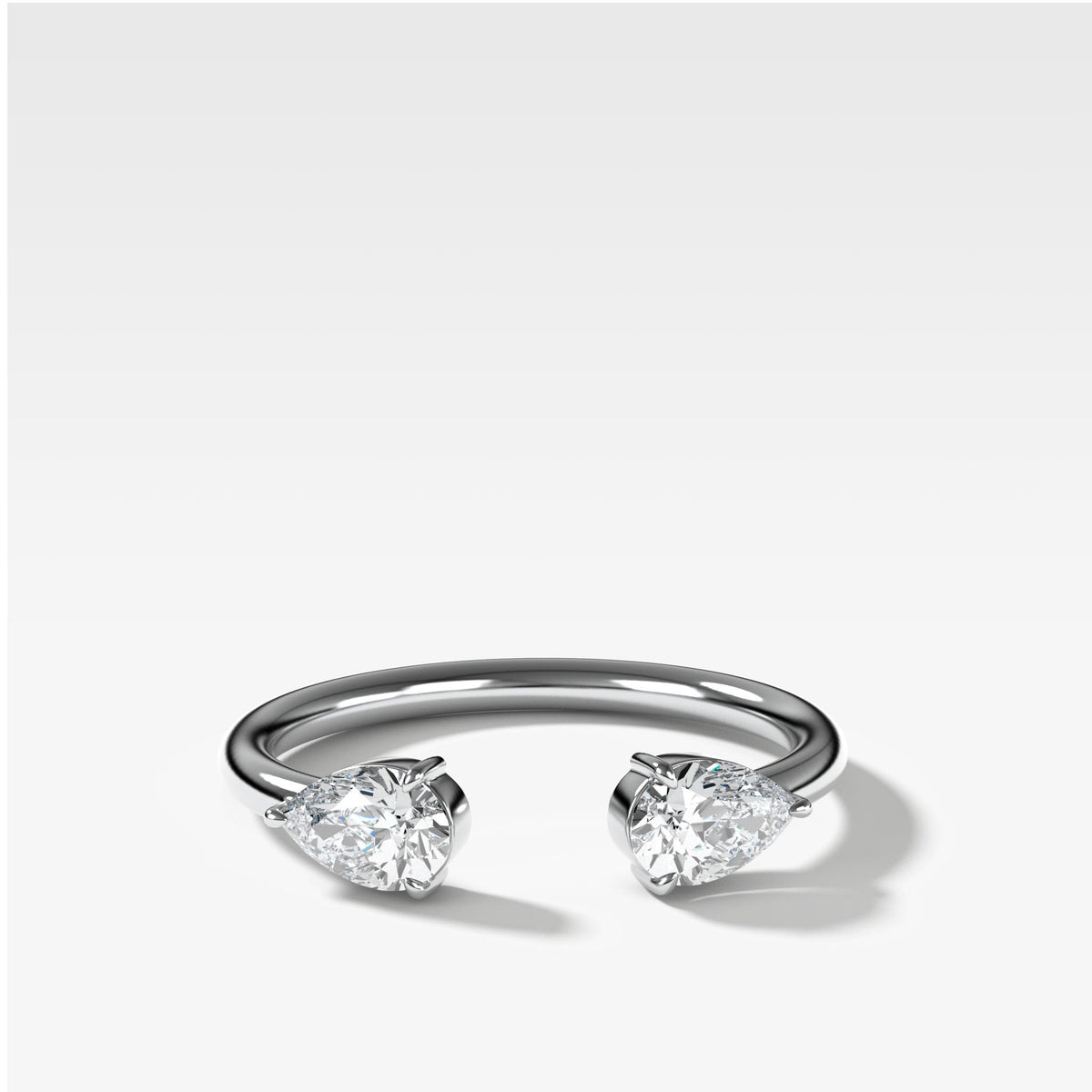 Twin Pear Diamond Finger Cuff by Good Stone in White Gold