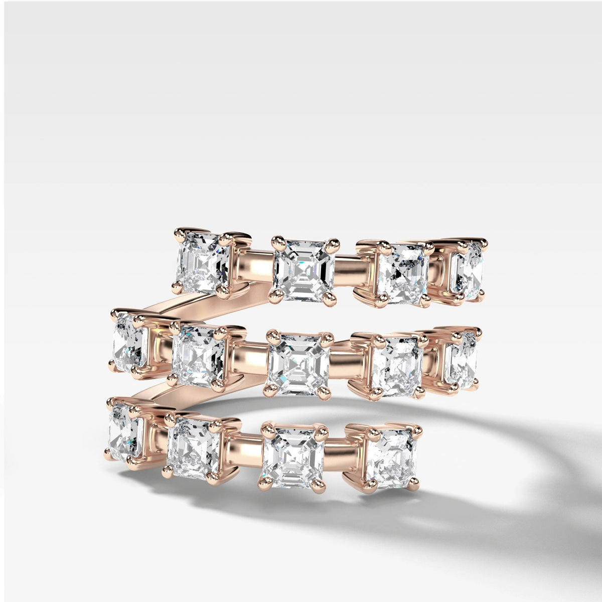 Asscher Wrap Diamond Ring by Good Stone in Rose Gold