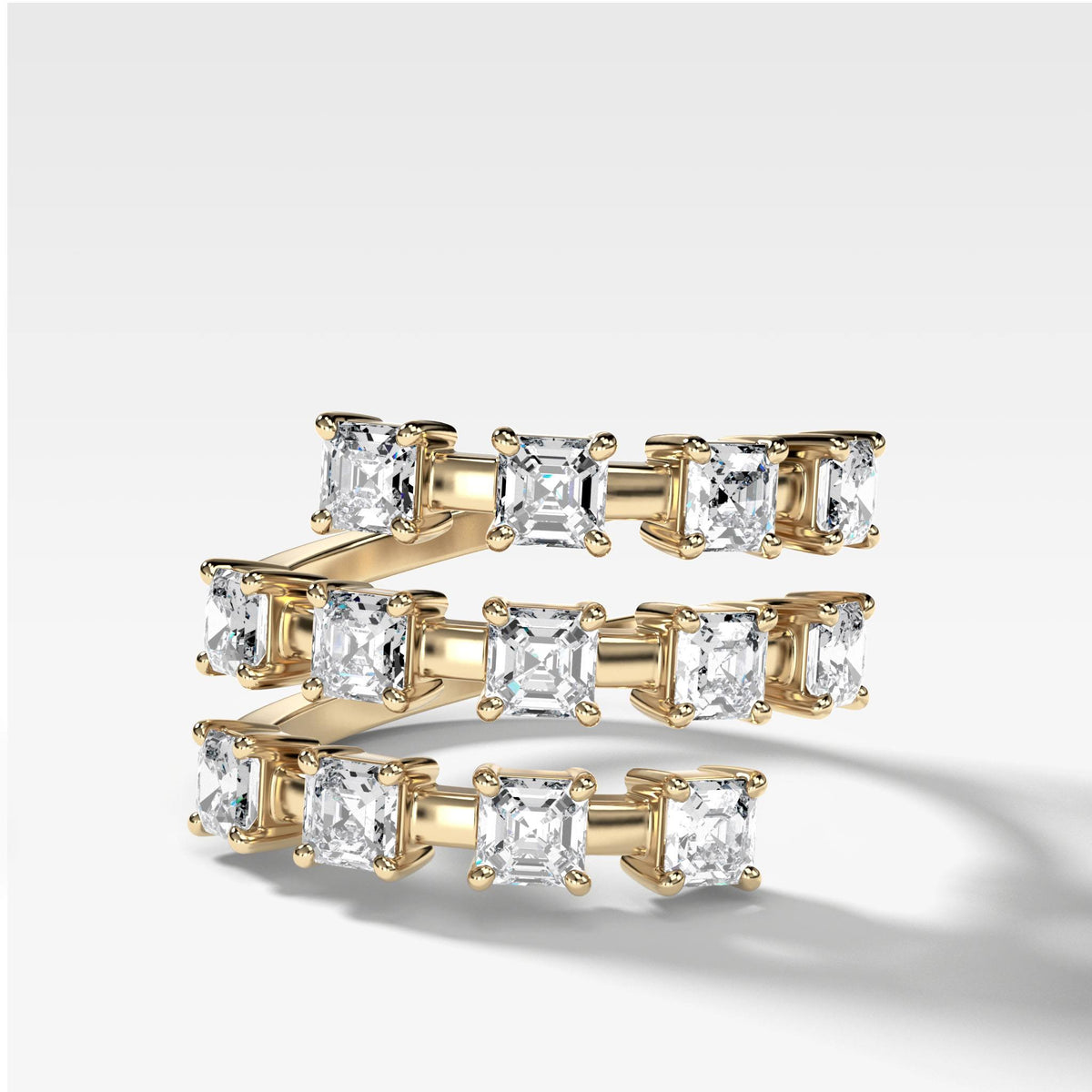 Asscher Wrap Diamond Ring by Good Stone in Yellow Gold