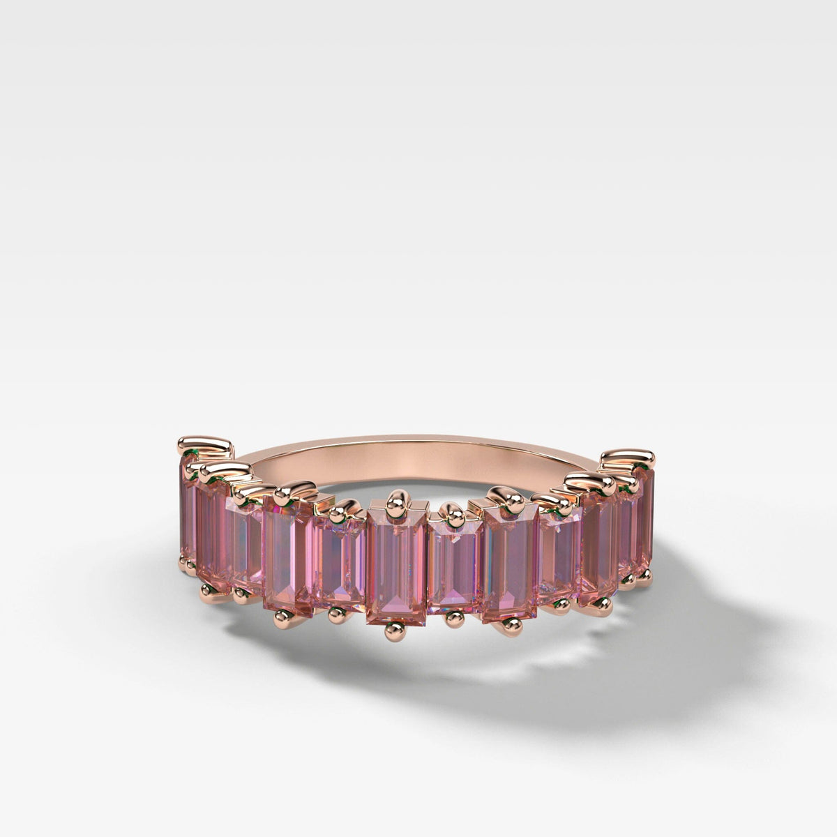 Pink Sapphire Baguette Stackable Ring Band Good Stone Inc Rose Gold 14k Natural