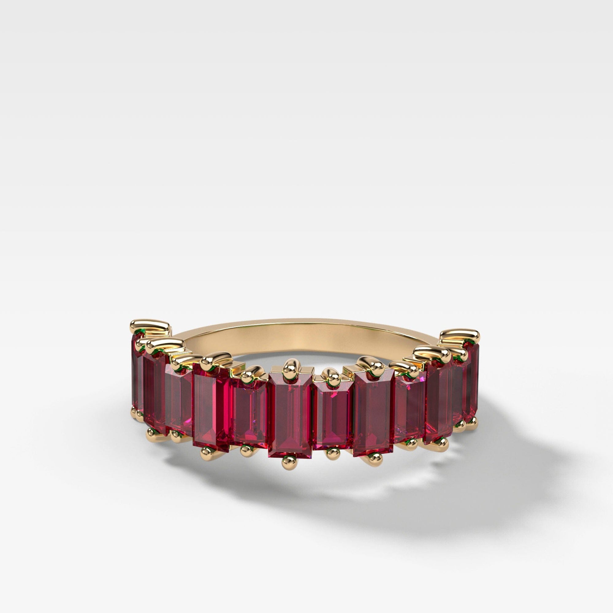 Red Ruby Baguette Stackable Ring Band Good Stone Inc Yellow Gold 14k Natural