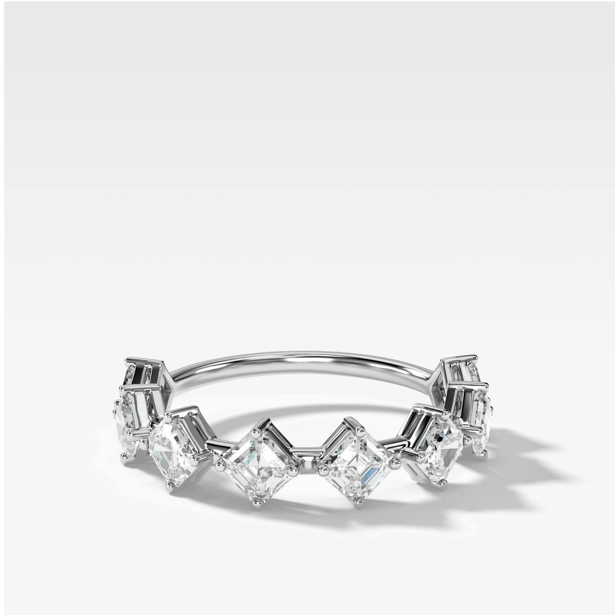 Spaced Asscher Cut Diamond Band by Good Stone in White Gold