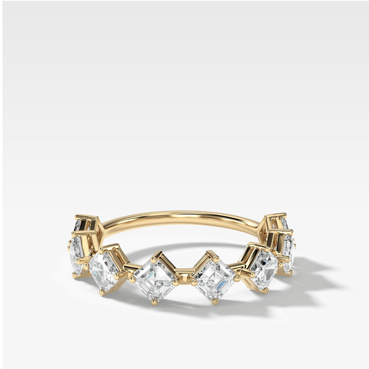 Spaced Asscher Cut Diamond Band by Good Stone in Yellow Gold