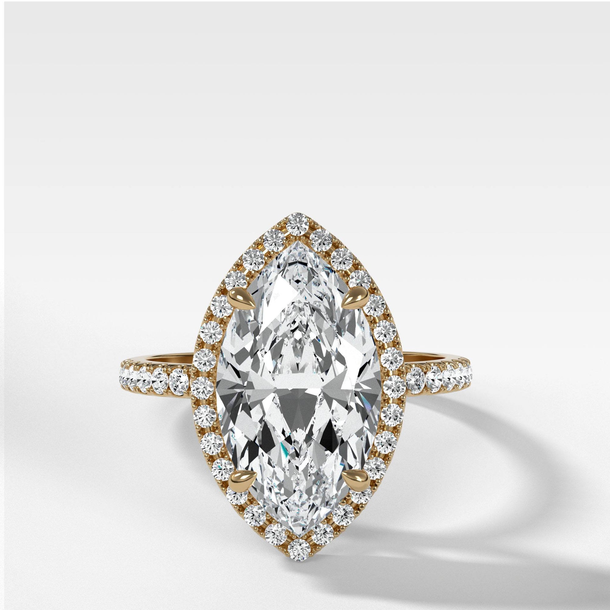 Aurora Pavé Halo Ring With Marquise Cut by Good Stone in Yellow Gold