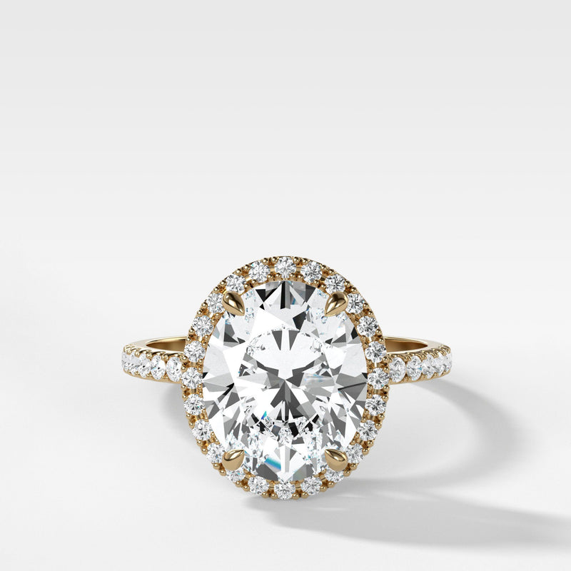 Aurora Pavé Halo Ring With Oval Cut - Good Stone