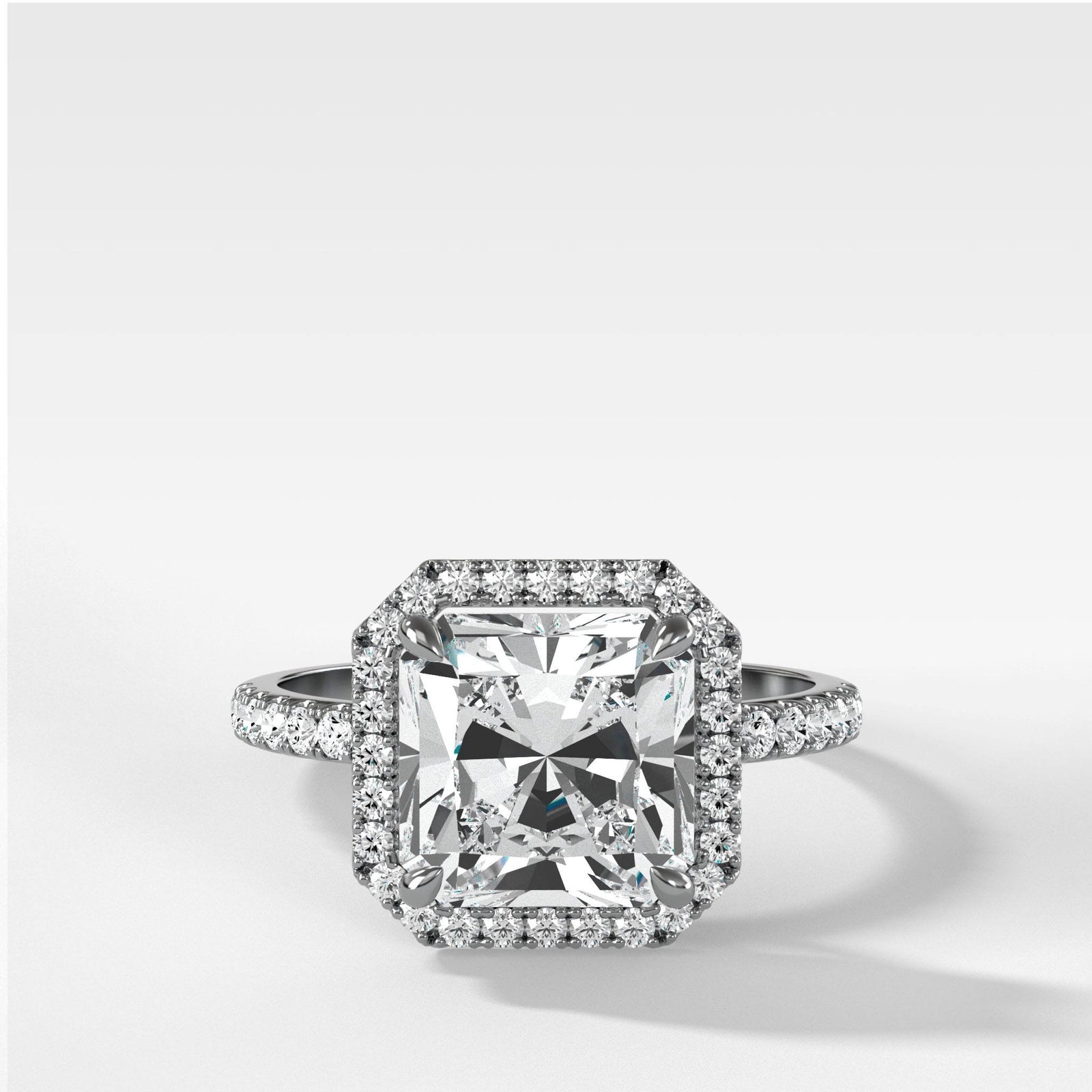 Aurora Pave Halo Ring With Radiant Square Cut by Good Stone in Yellow Gold