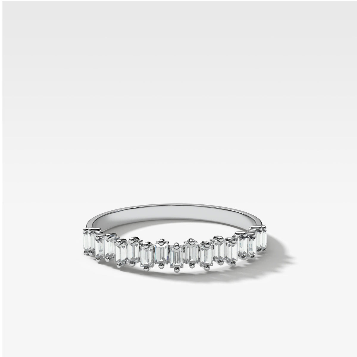 Baby Baguette Diamond Stacker by Good Stone in White Gold