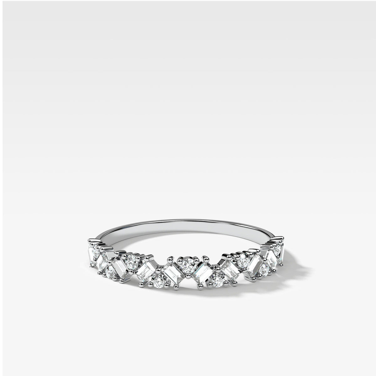 Baguette Diamond Medley Stacker by Good Stone in White Gold