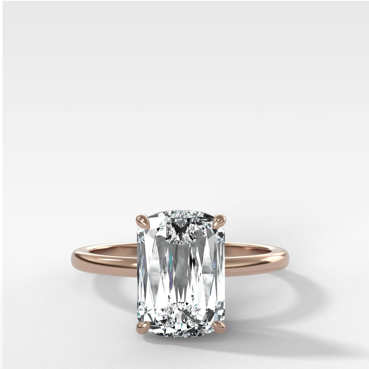 Crescent Solitaire With Crisscut Cushion Cut by Good Stone in Rose Gold