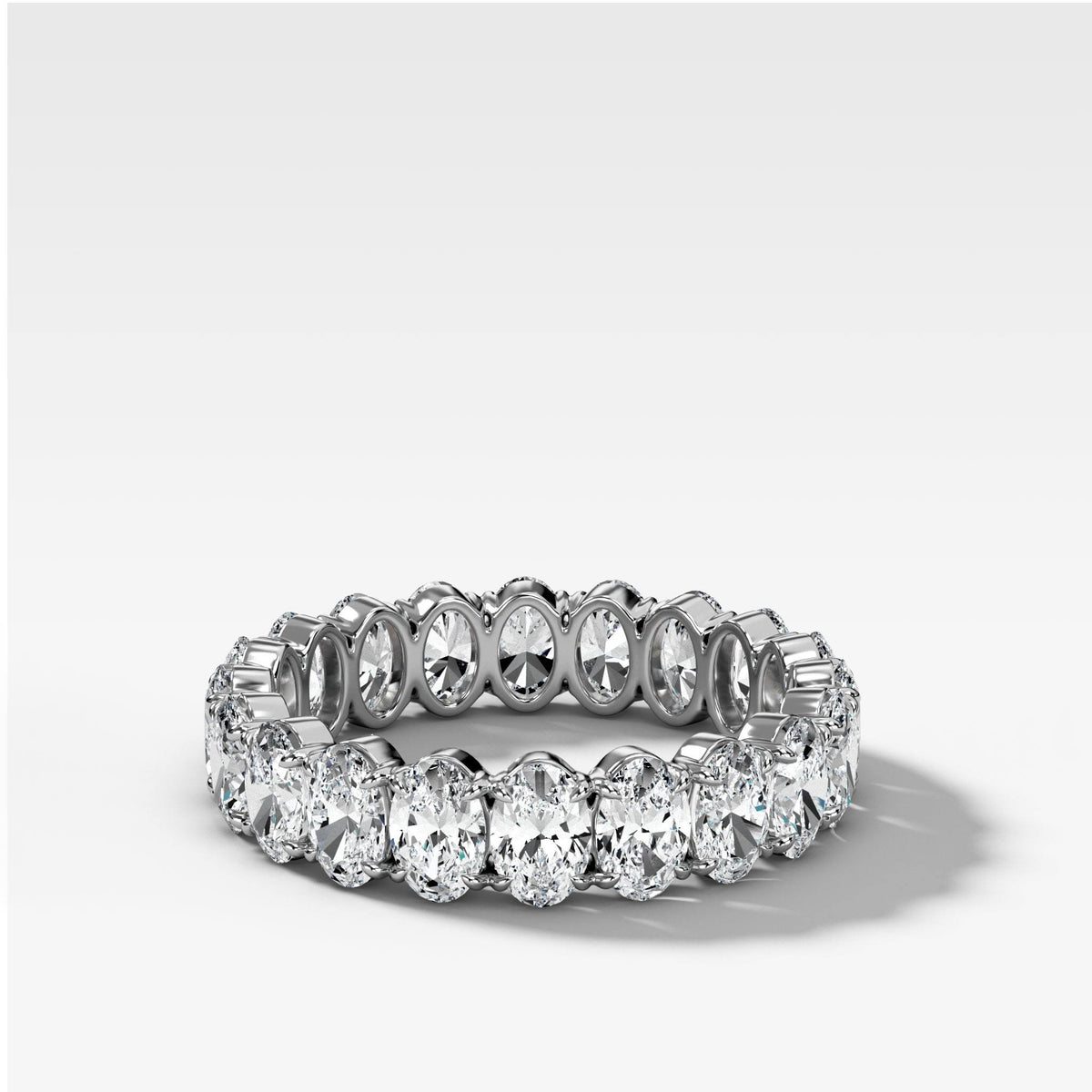 Claw Set Eternity Band With Oval Diamonds by Good Stone in White Gold