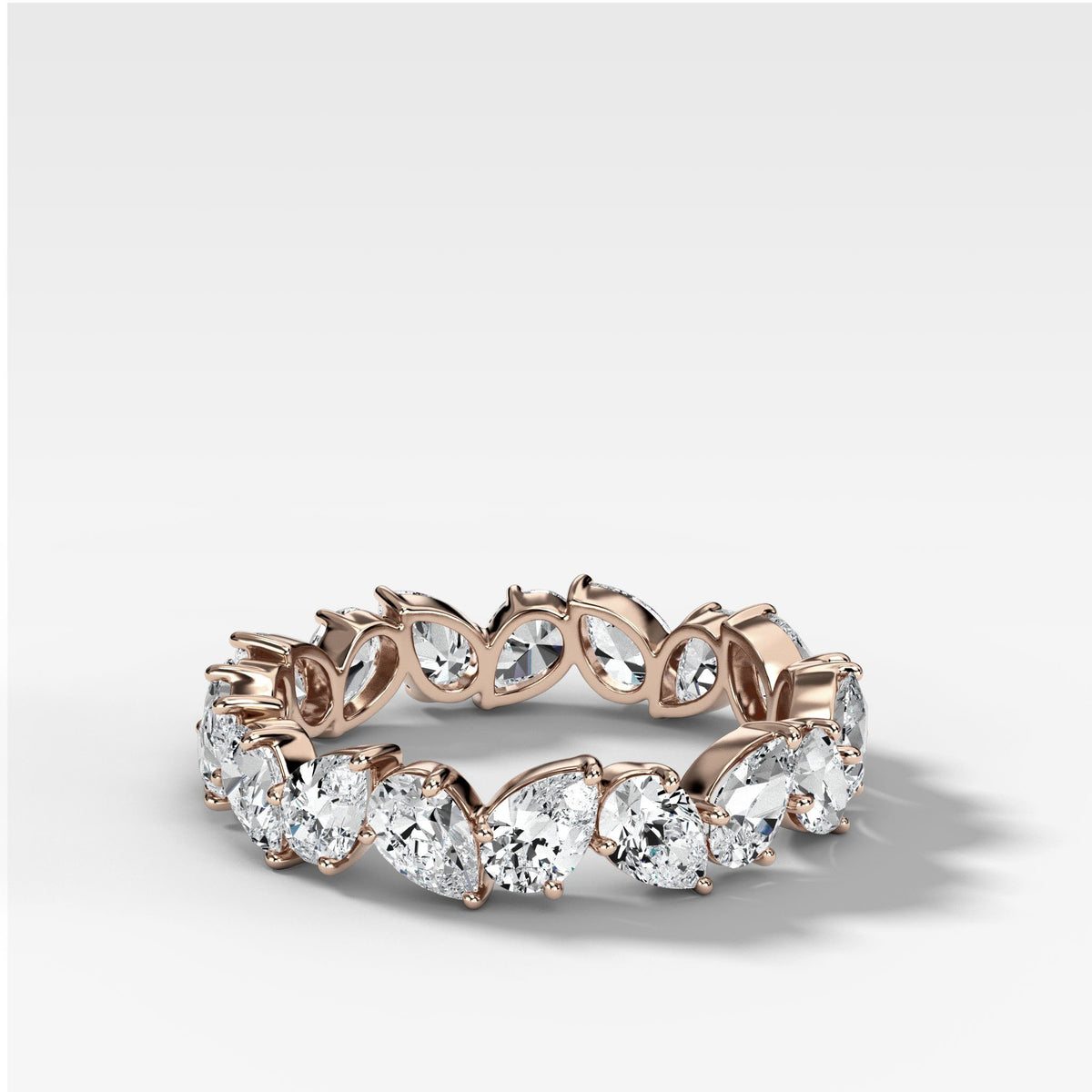 Claw Set Eternity Band With Pear Diamonds by Good Stone in Rose Gold
