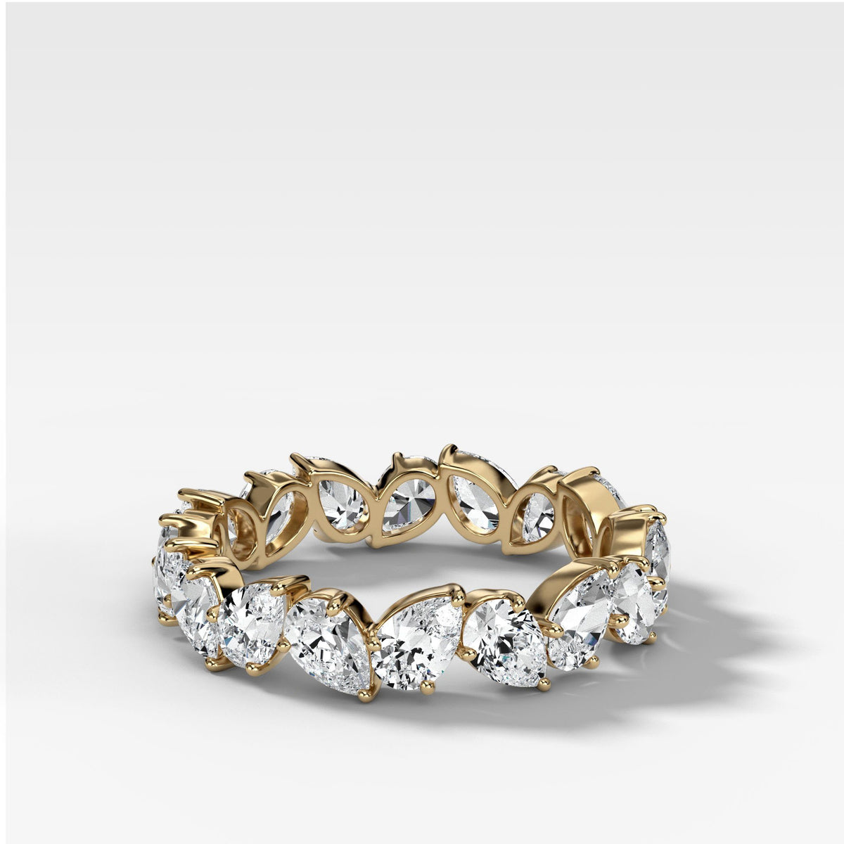 Claw Set Eternity Band With Pear Diamonds by Good Stone in Yellow Gold