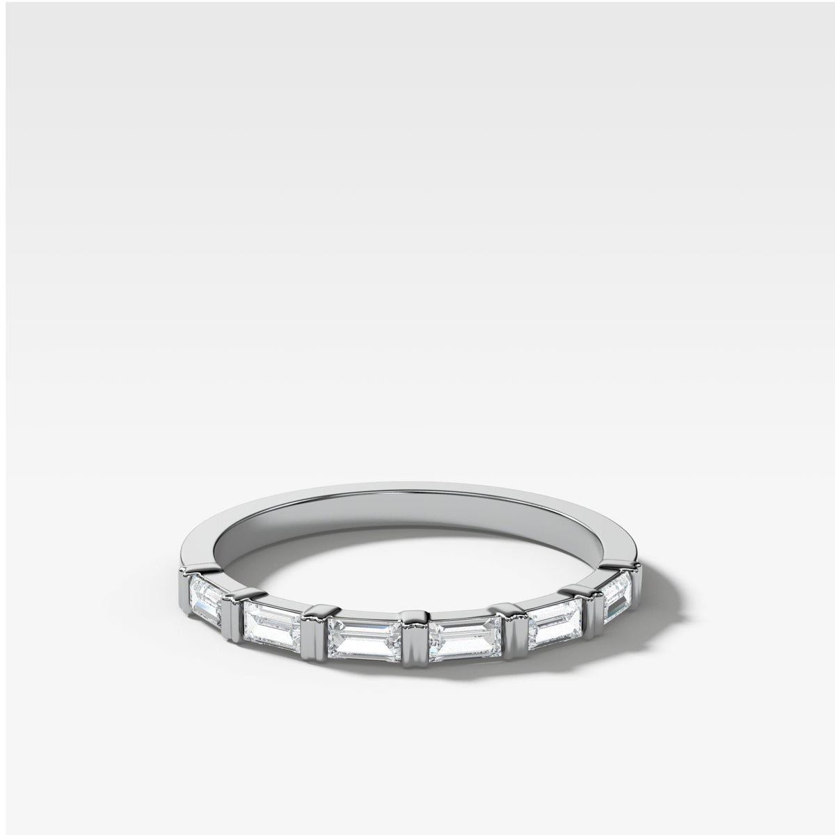 Dainty Baguette Stacker by Good Stone in White Gold