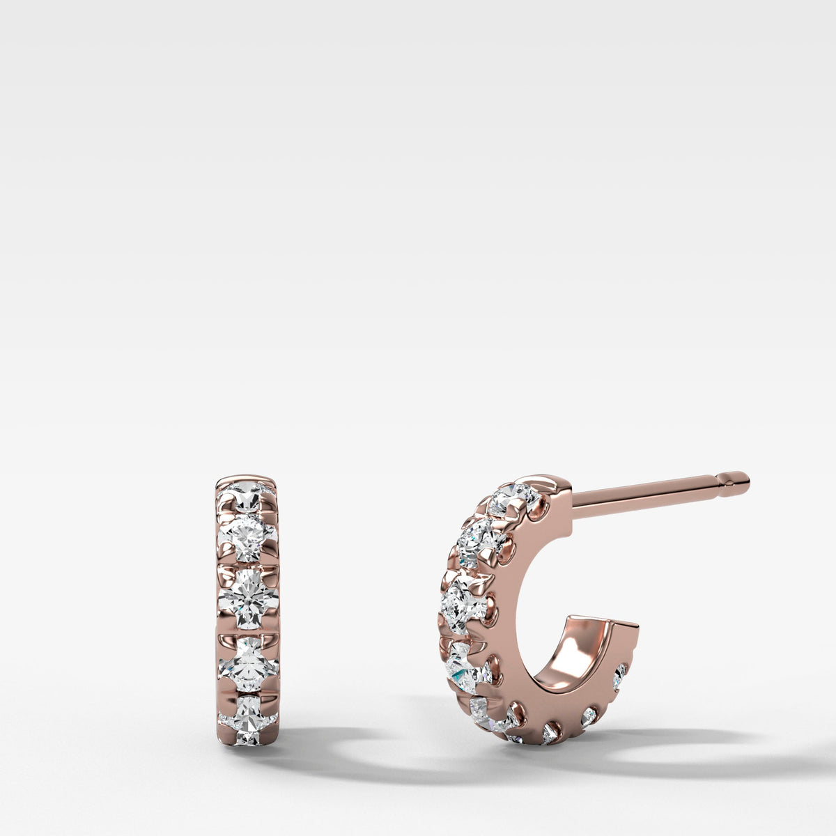 French-Set 8mm Huggie Earrings in Rose Gold by Good Stone