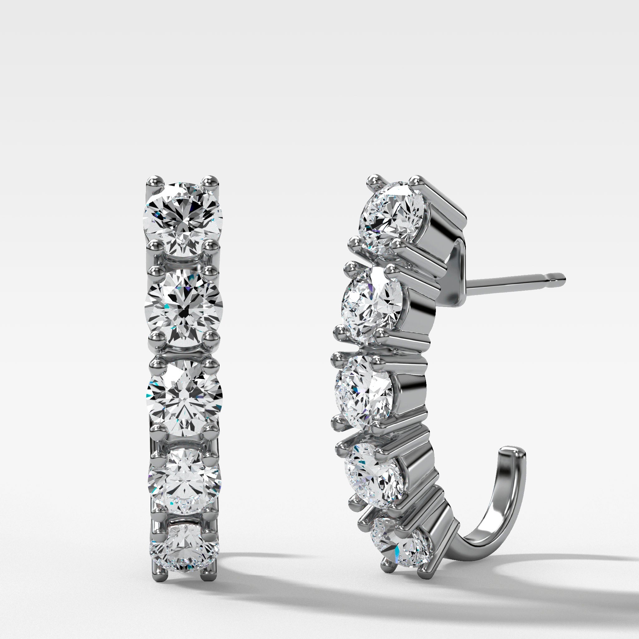Five Stone J-Shaped Earring in White Gold by Good Stone