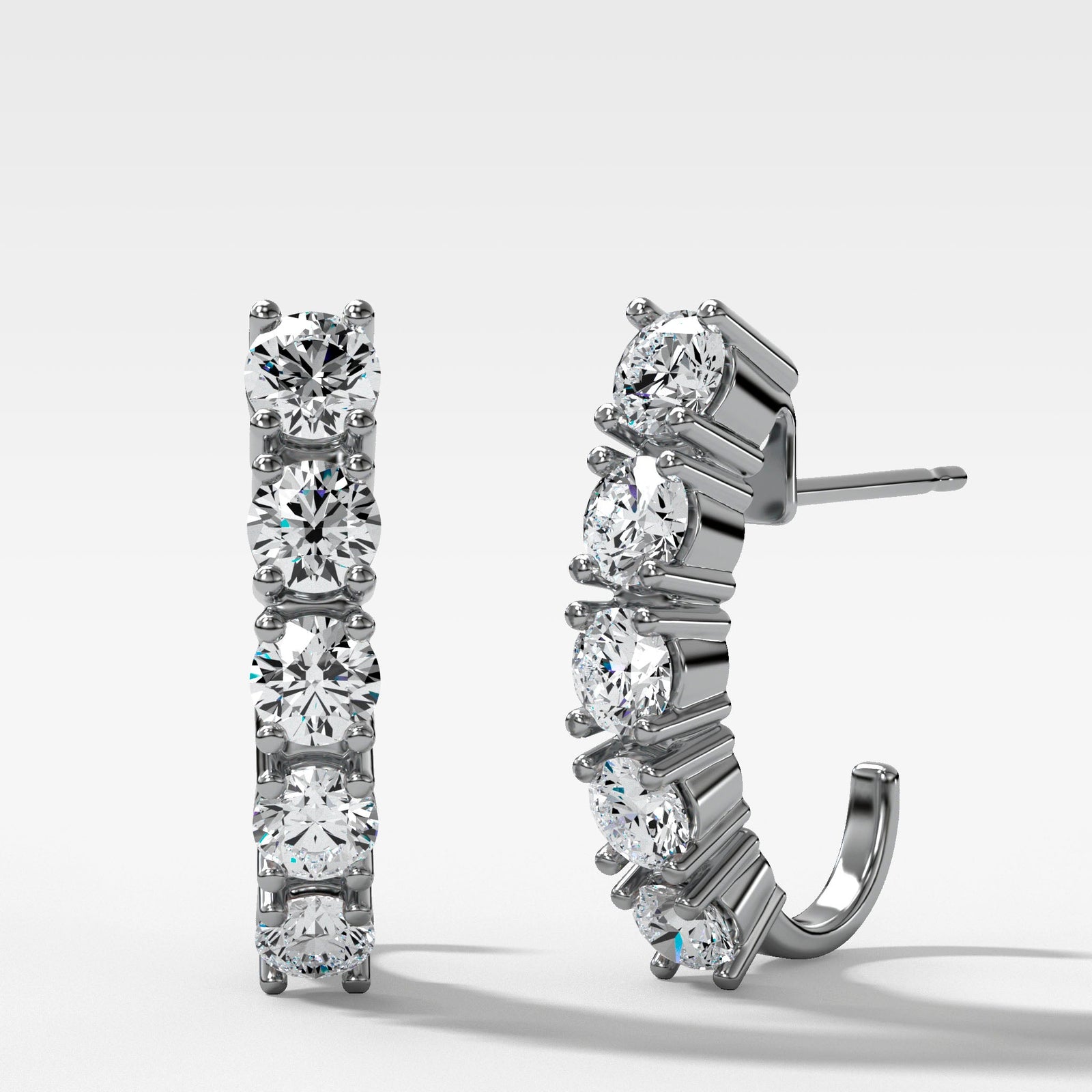 Five Stone J-Shaped Earring in Yellow Gold by Good Stone