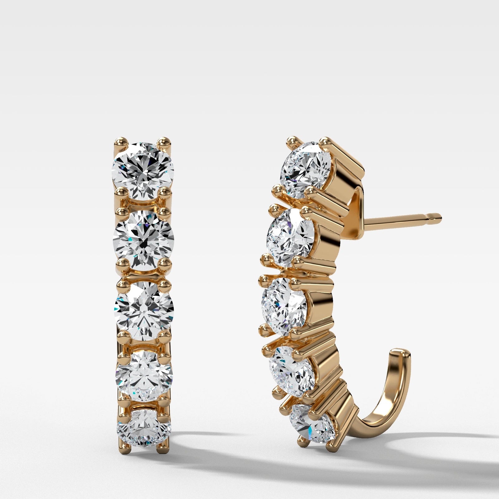 Five Stone J-Shaped Earring in Yellow Gold by Good Stone