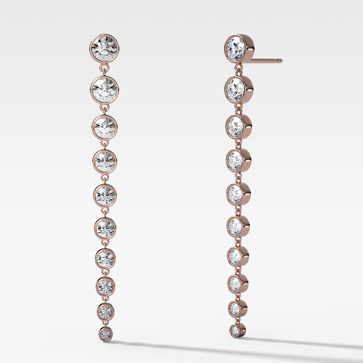 Graduated Diamond Drop Earrings in Rose Gold by Good Stone