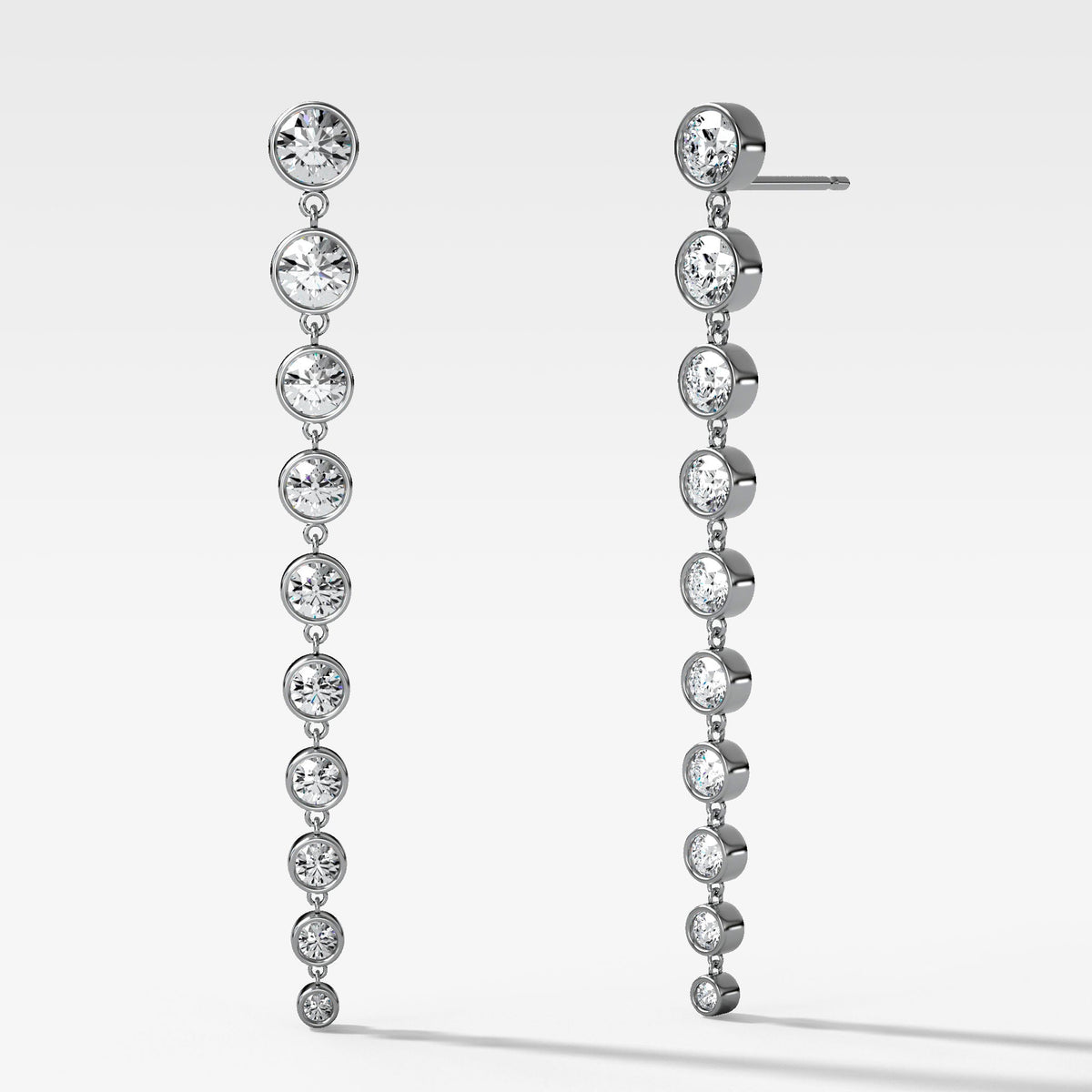 Graduated Diamond Drop Earrings in White Gold by Good Stone