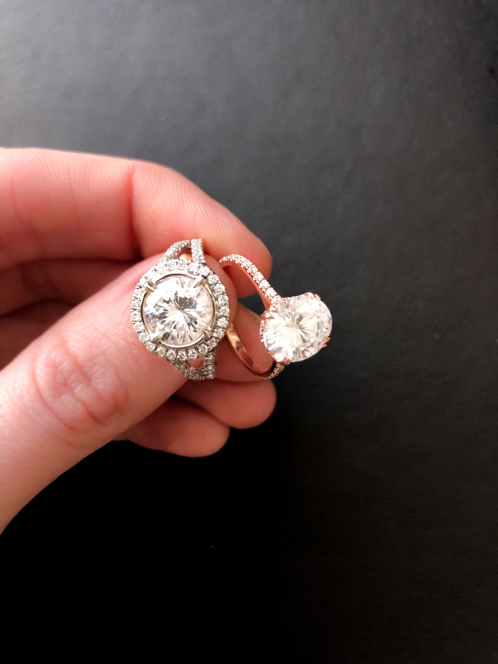 Split Shank Halo Engagement Ring by Good Stone in Yellow Gold