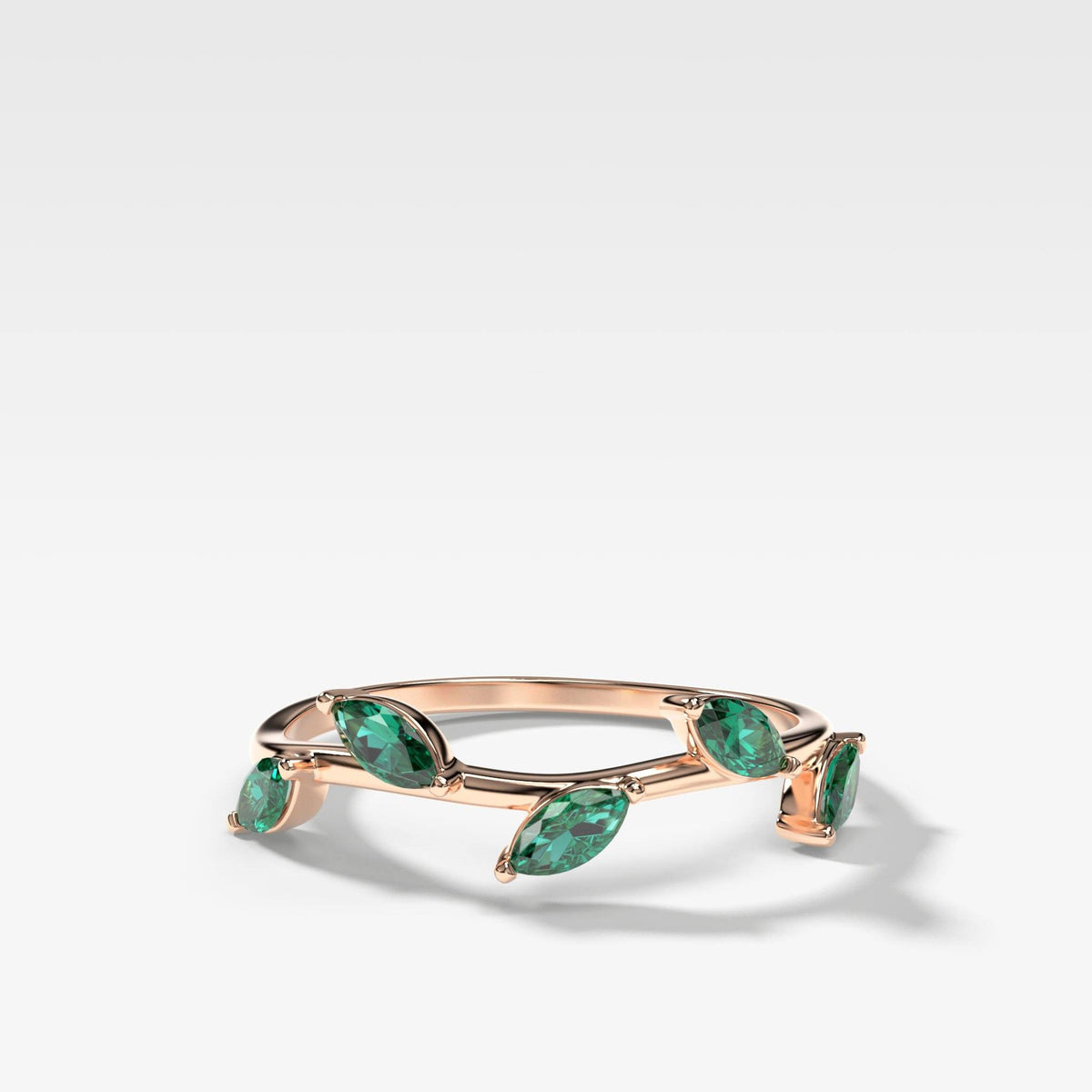Laurel Marquise Band With Green Emeralds by Good Stone in Rose Gold