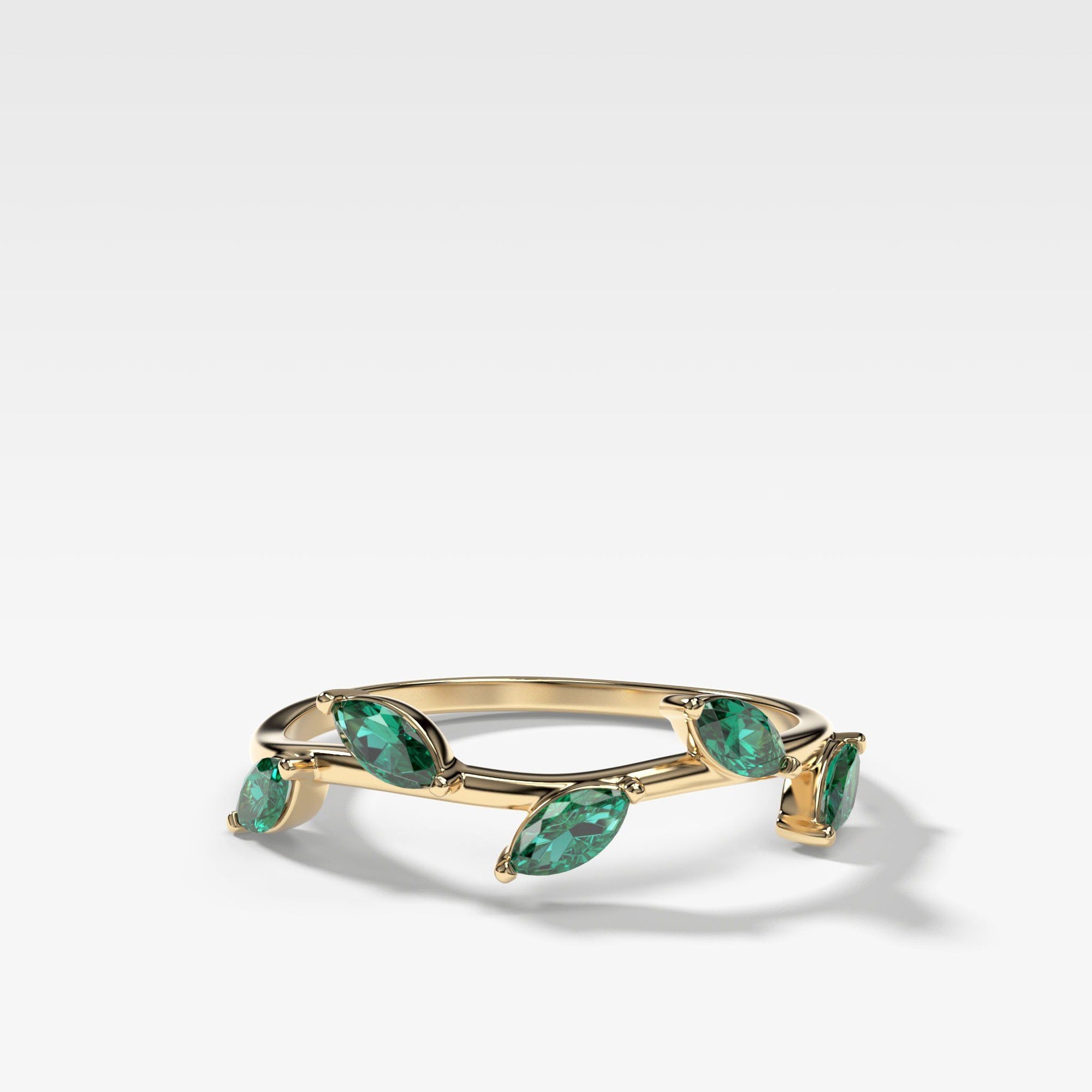 Laurel Marquise Band With Green Emeralds by Good Stone in Yellow Gold