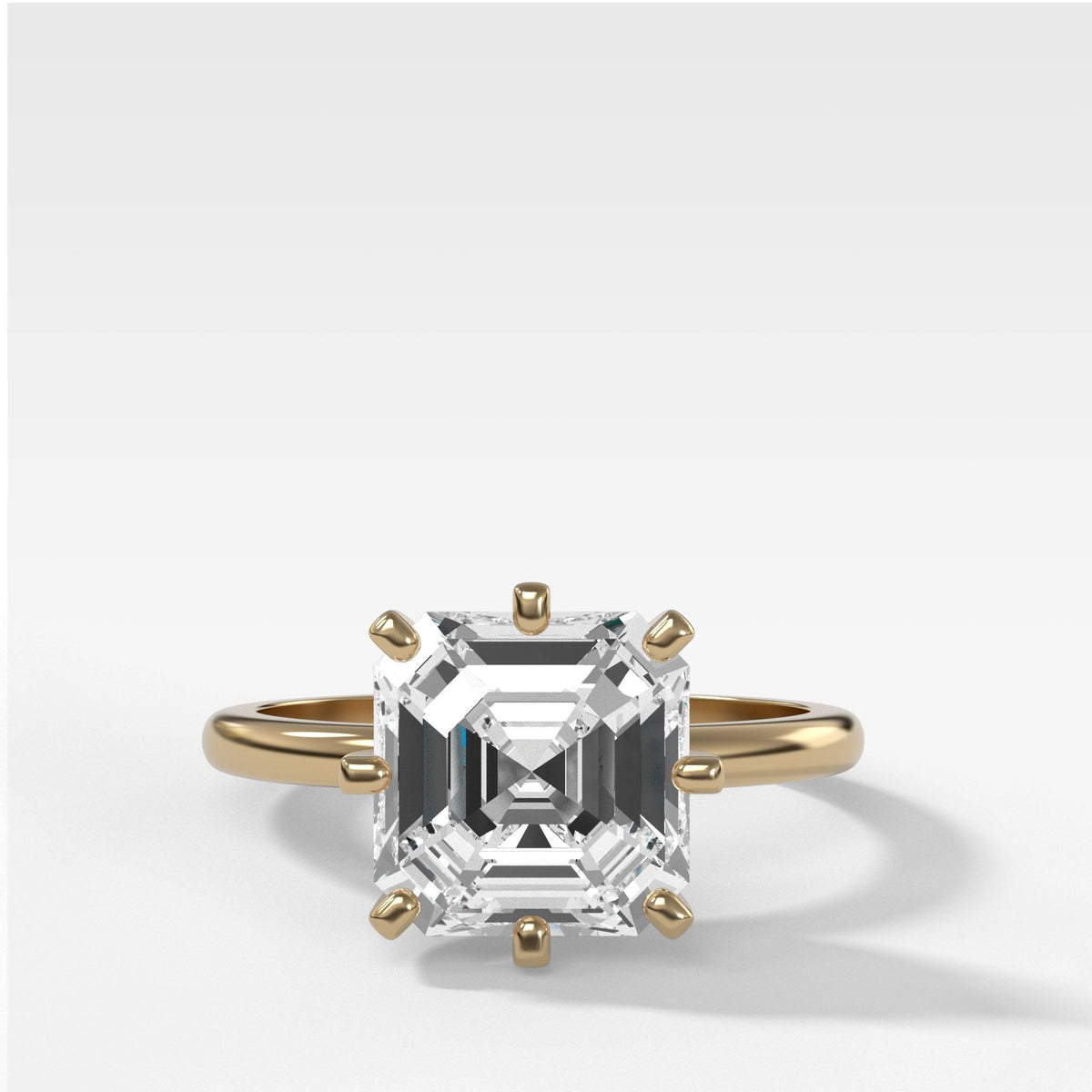 Nova Solitaire With Asscher Cut by Good Stone in Yellow Gold