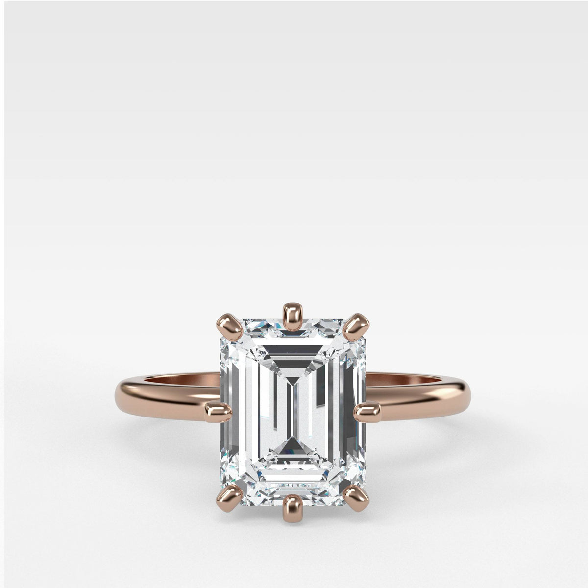 Nova Solitaire With Emerald Cut by Good Stone in Rose Gold