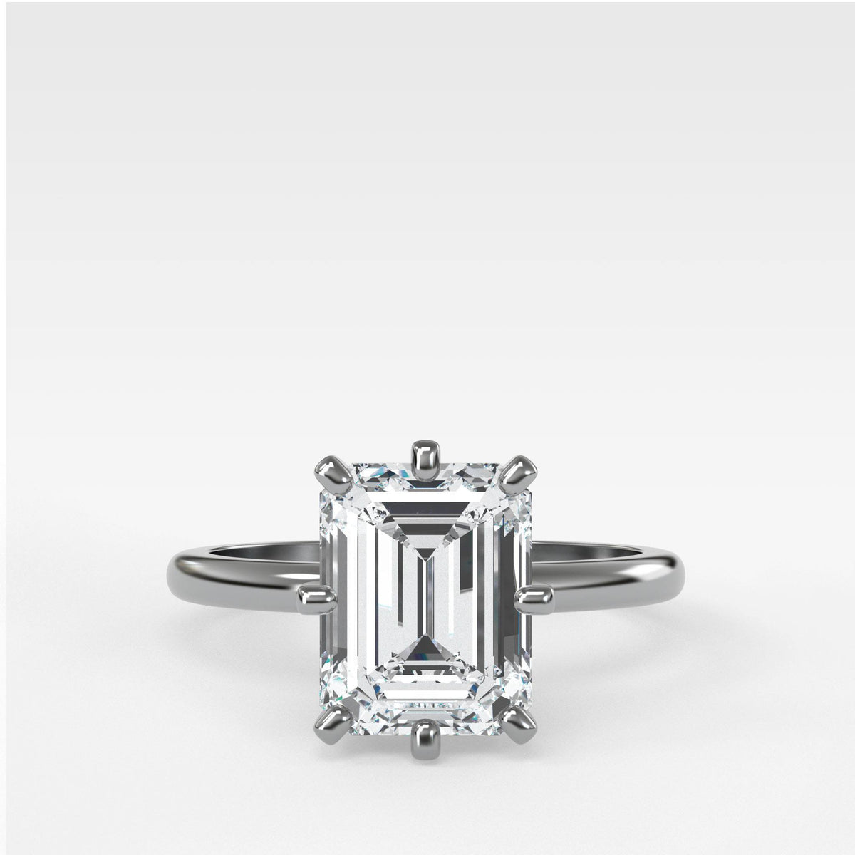 Nova Solitaire With Emerald Cut by Good Stone in White Gold