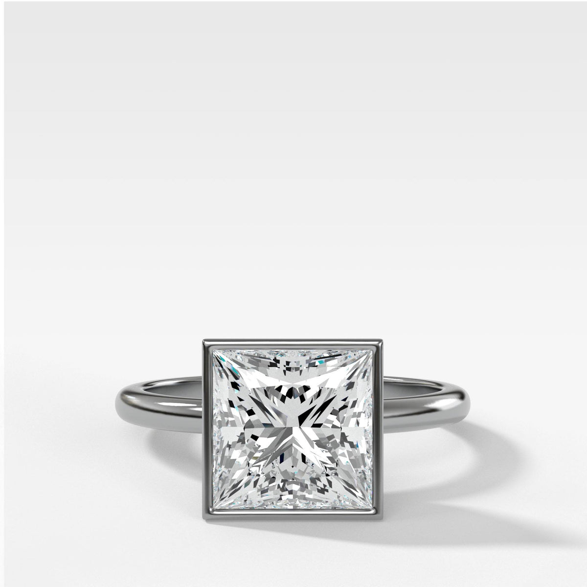 Bezel Penumbra Solitaire With Princess by Good Stone in White Gold