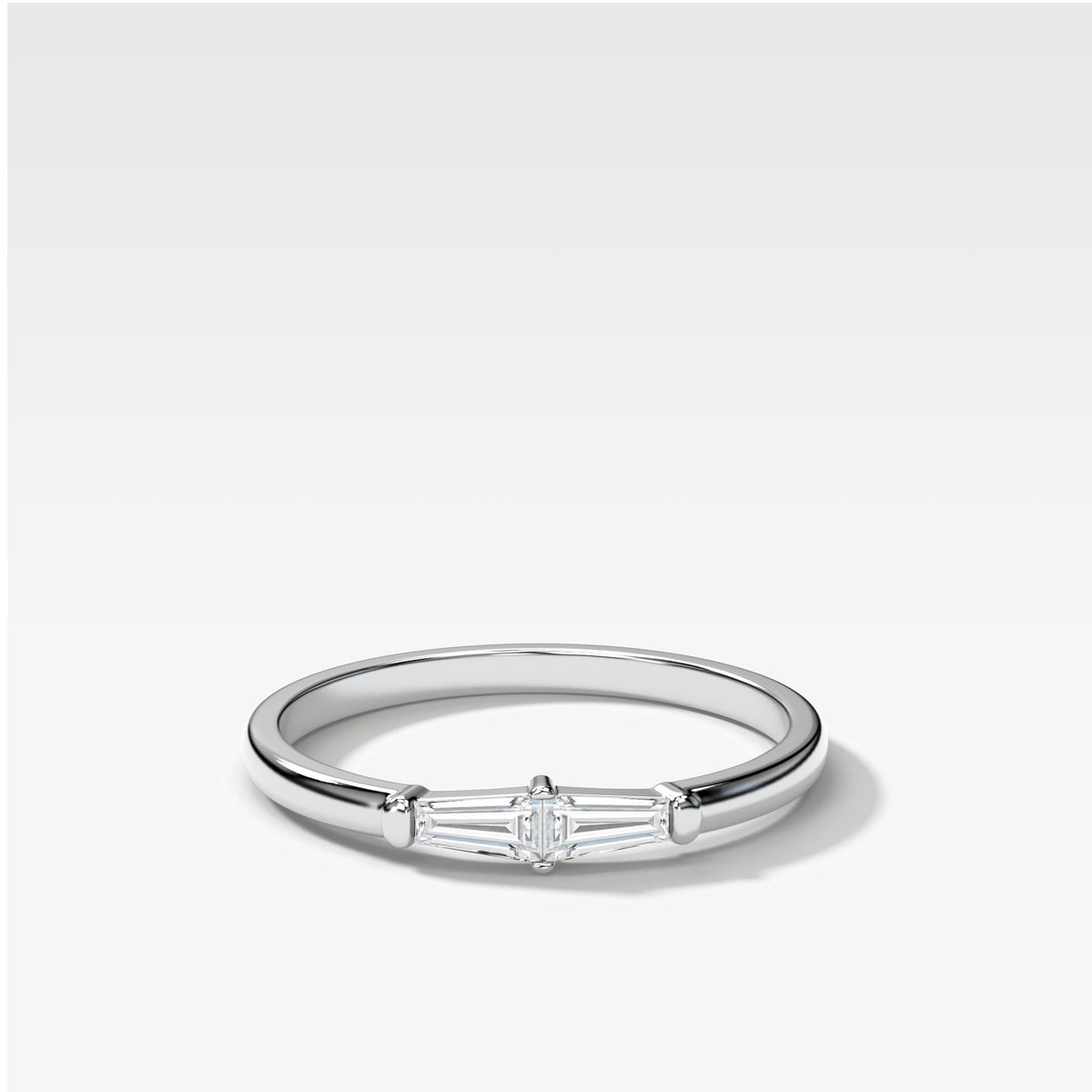 Petite Tapered Baguette Stacker by Good Stone in White Gold