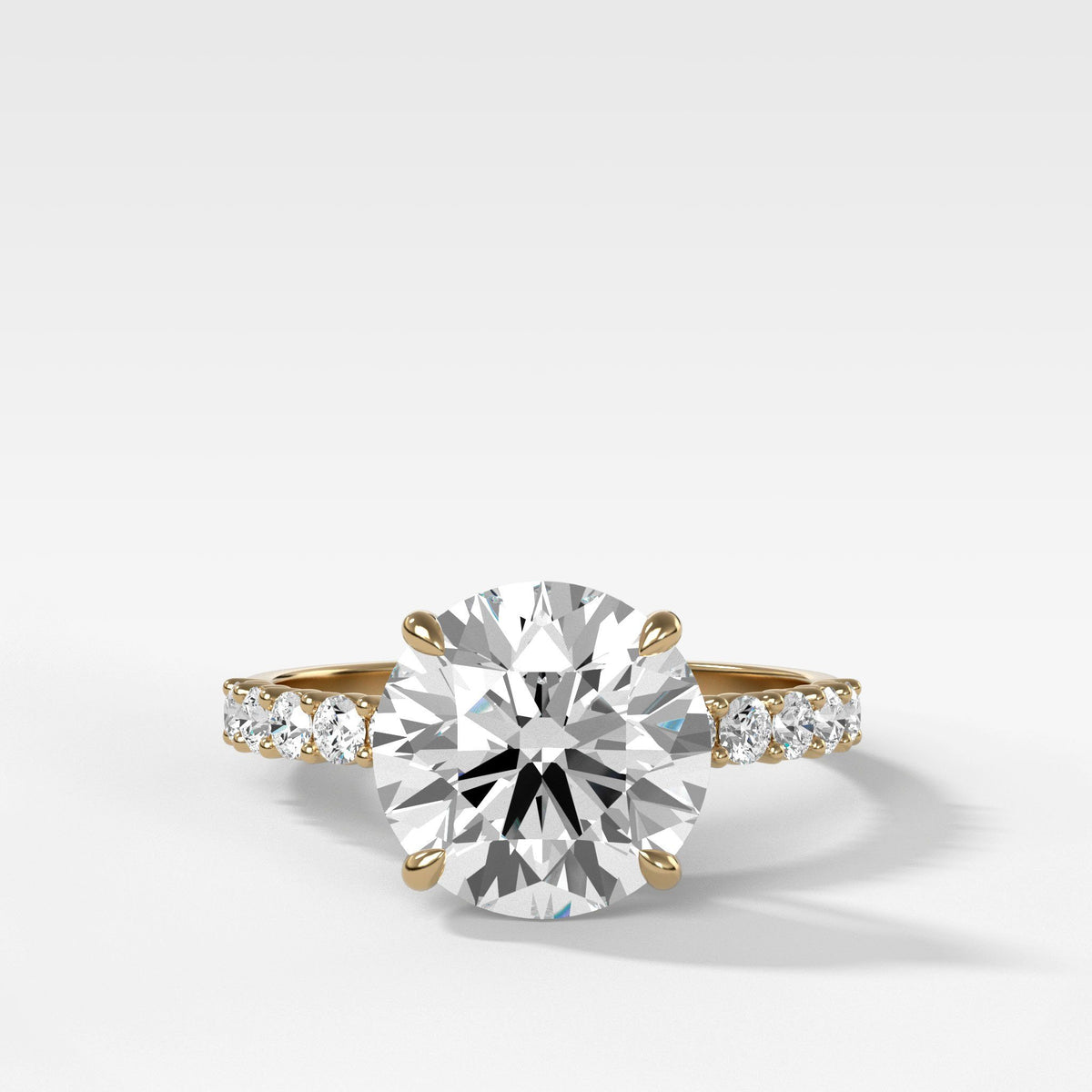 Shared Prong Engagement Ring by Good Stone in Yellow Gold