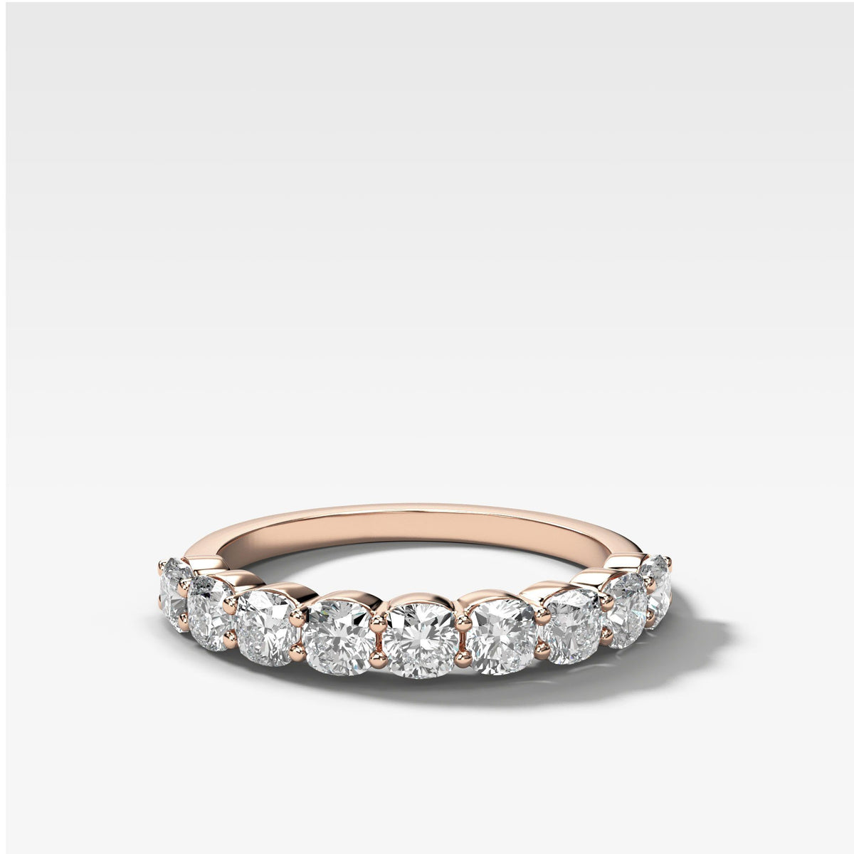 Cushion Cut Shared Prong Stacker by Good Stone in Rose Gold
