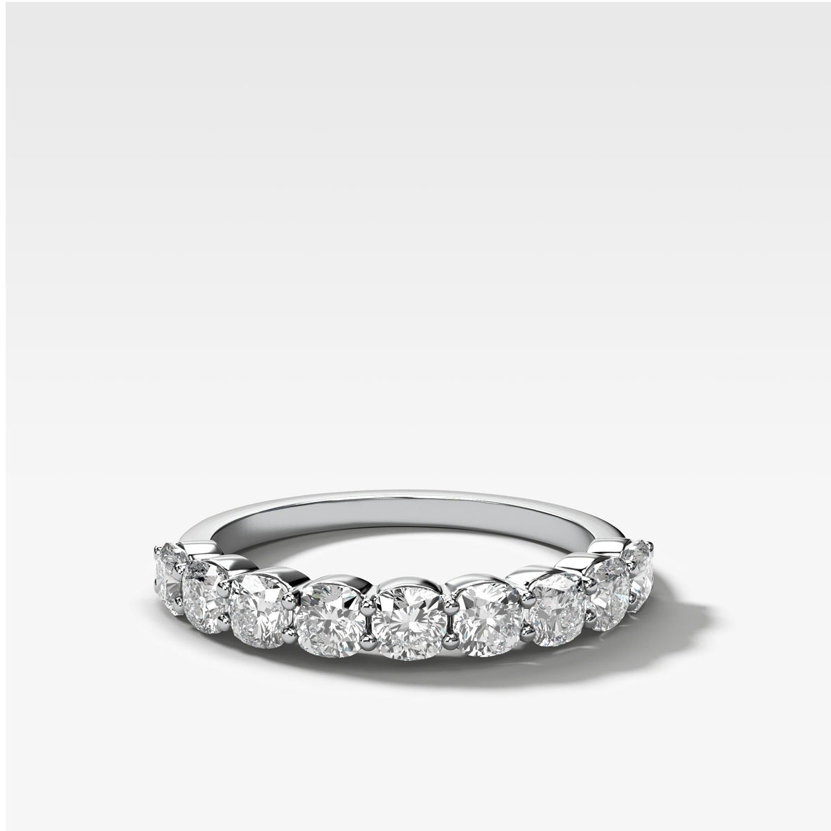 Cushion Cut Shared Prong Stacker by Good Stone in White Gold