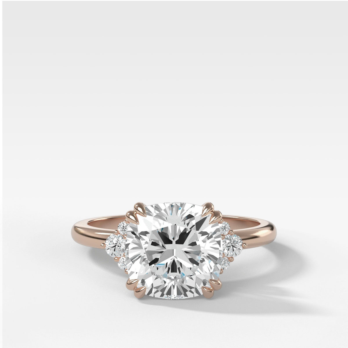 Signature Cluster Engagement Ring With Cushion Cut by Good Stone in Rose Gold