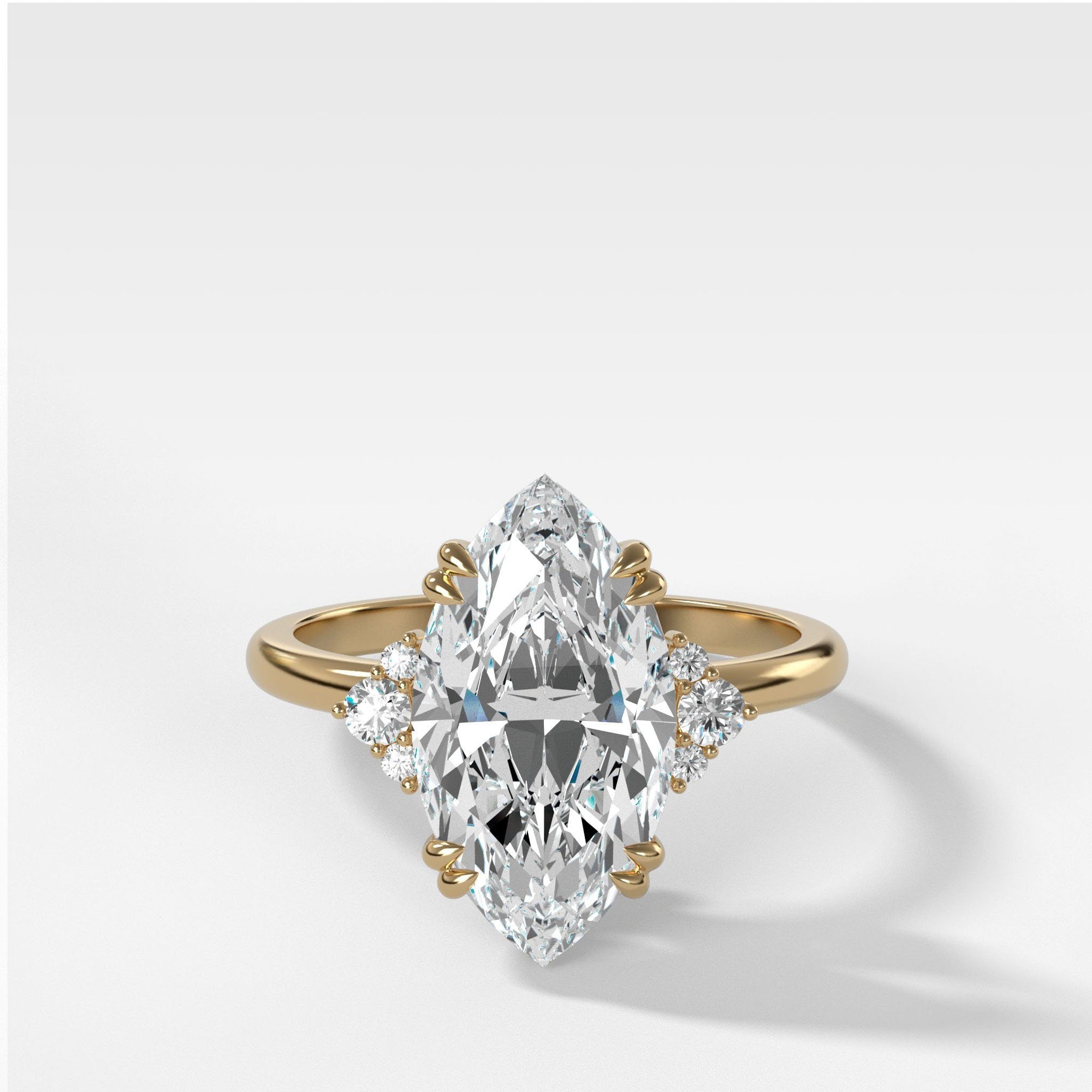 Signature Cluster Engagement Ring With Marquise Cut by Good Stone in Yellow Gold