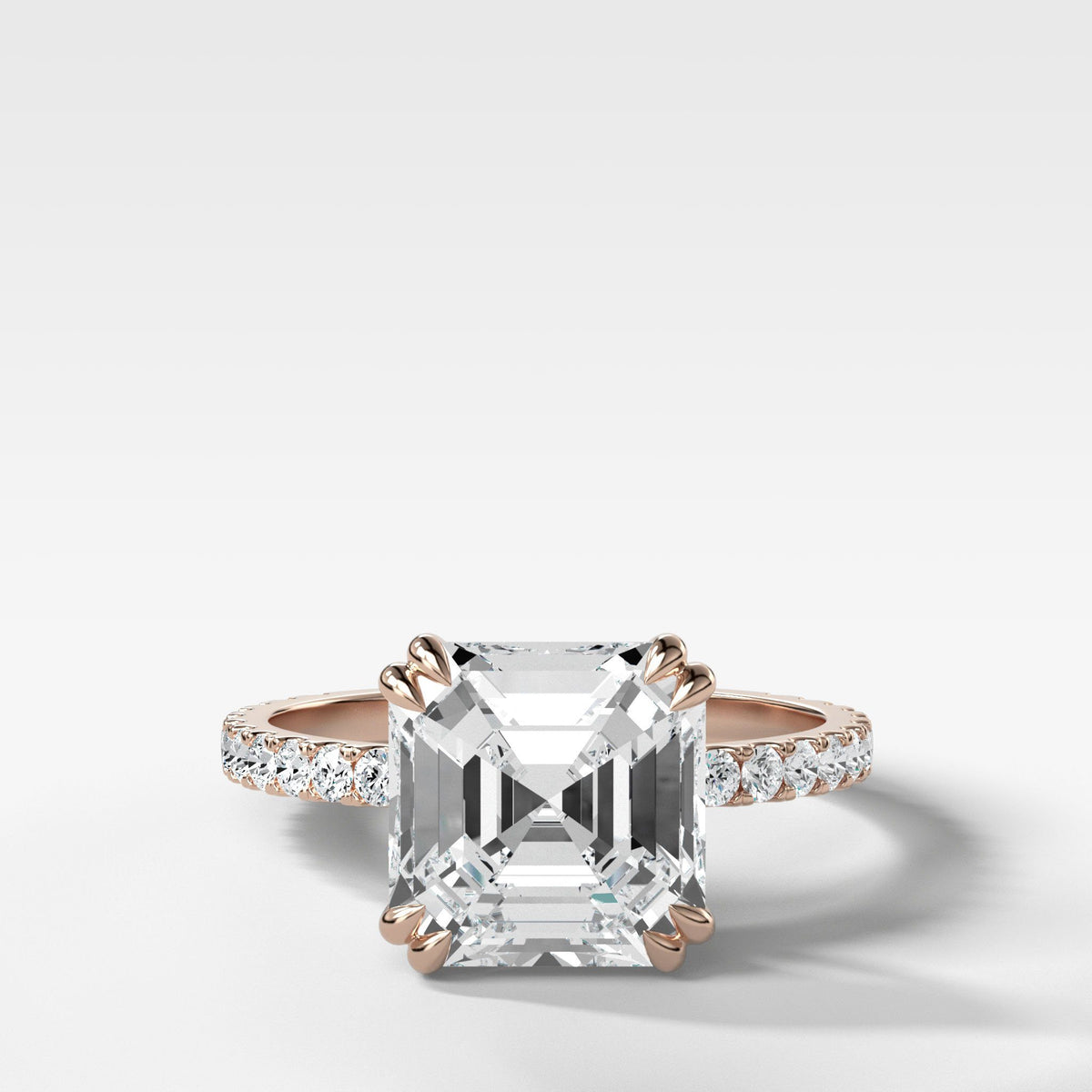 Signature Pave Engagement Ring With Asscher Cut by Good Stone in Rose Gold