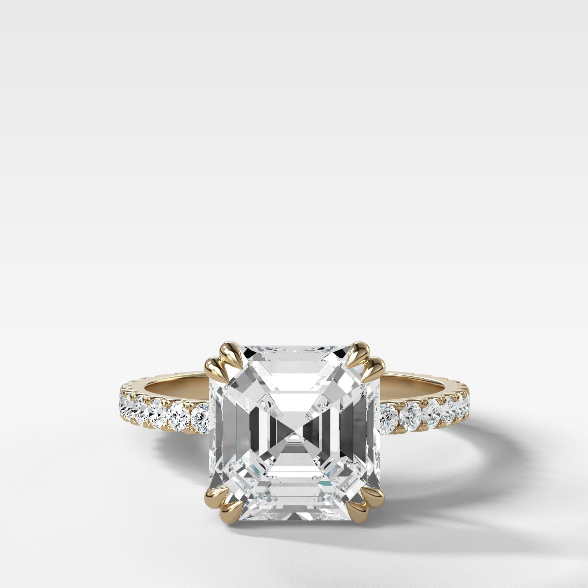 Signature Pave Engagement Ring With Asscher Cut by Good Stone in Yellow Gold