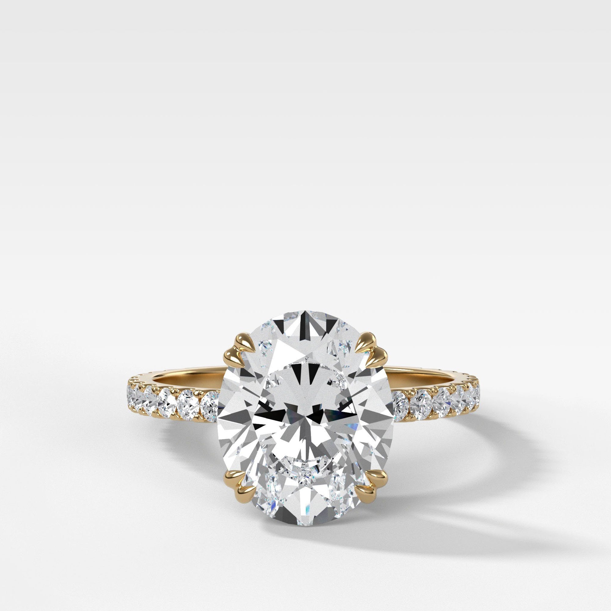Signature Pavé Engagement Ring With Oval Cut by Good Stone in Yellow Gold
