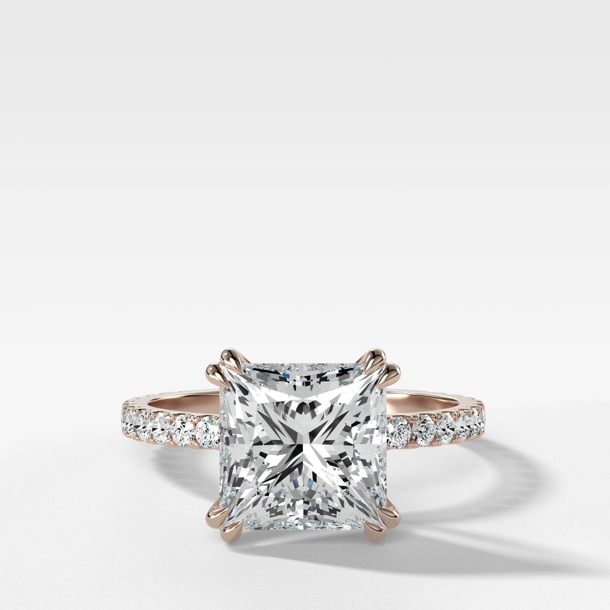 Signature Pave Engagement Ring With Princess Cut by Good Stone in Rose Gold